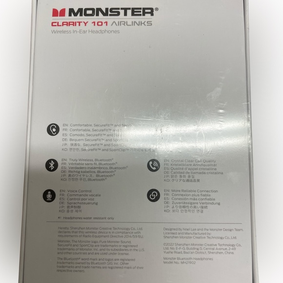 Monster Clarity 101 AirLinks Wireless Earbuds Bluetooth IPX 5 NWT - Picture 4 of 5